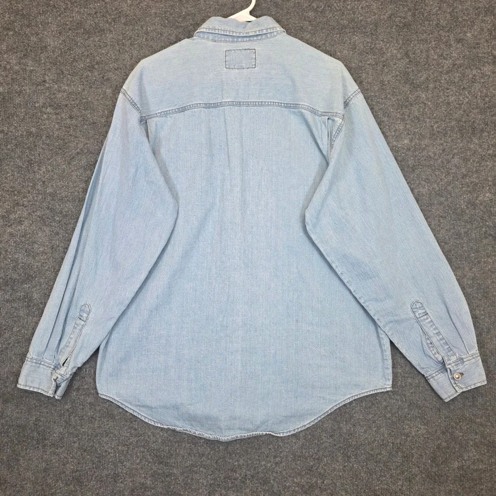 Levis SilverTab Denim Shirt Mens L Blue Light Wash Long Sleeve Button Up Vintage